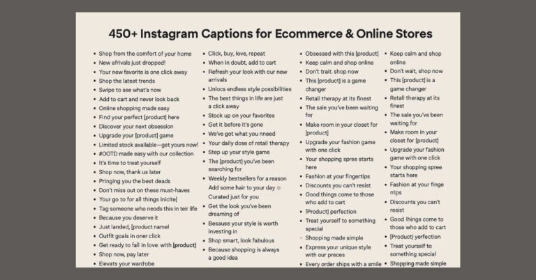 450+ Instagram Captions for Ecommerce & Online Stores